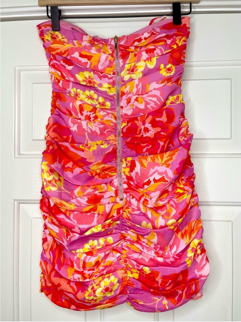 NWT Seven Wonders Kanyo Pink Floral Ruched Mini Dress XS Hello Molly - Picture 7 of 13